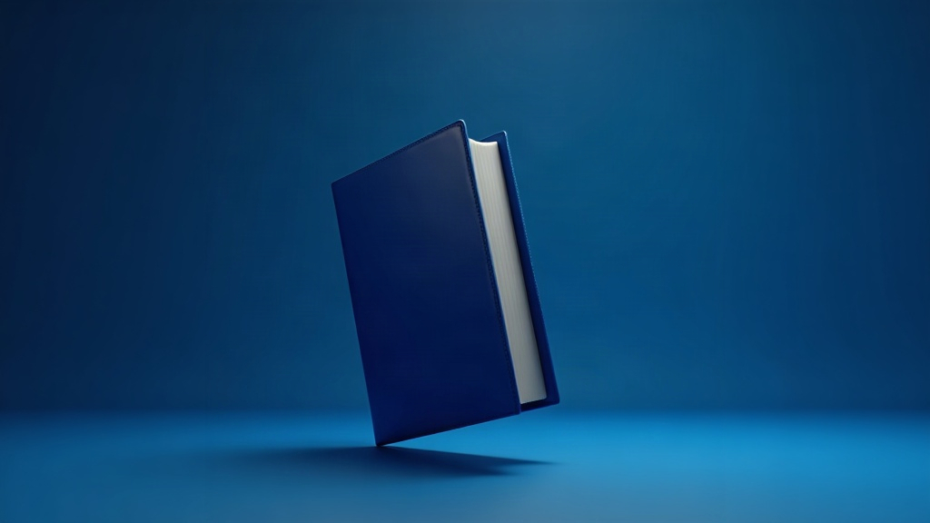Classeur de comptes annuels en lévitation sur fond bleu nuit